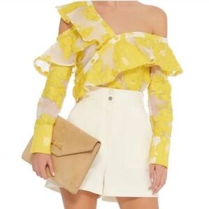 Self-Portrait Yellow Floral Ruffle Blouse